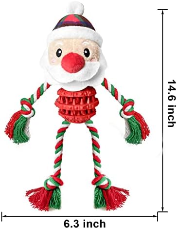 Dog Christmas Toys for Small Medium Large Dogs, Squeaky Plush Dog Toys + Interactive Dog Toys + Dog Rope Toys Multi Function Cute Santa Puppy Toys for Christmas - Image 3