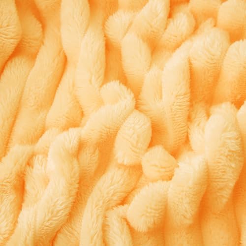 Light Yellow Fleece Throw Blanket 50”×60” for Couch Sofa Livingroom - Image 5
