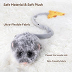 Migipaws Interactive MigiMouse Cat Toy 360° Rolling & Spin with Wiggling Tail for Indoor Cats Smart Motion Sensor, Realistic Squeak, Rechargeable Plush Kitten Toy(Grey Long) - Image 5