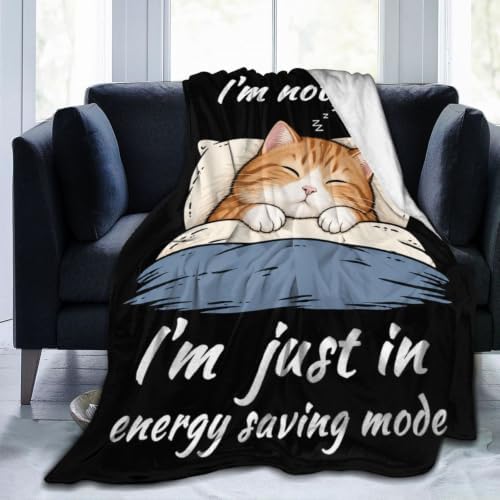 Sleepy Orange Cat Blanket Throw Gift for Girls Women 80"X60" by Unknown