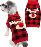 Dog Christmas Sweater Cute Dog Christmas Outfit with 3D Reindeer Pattern Soft Warm Turtleneck Knitted Pet Clothes Cold Weather Puppy Clothes for Small Medium Large Dogs Cats by BAOBICUTE