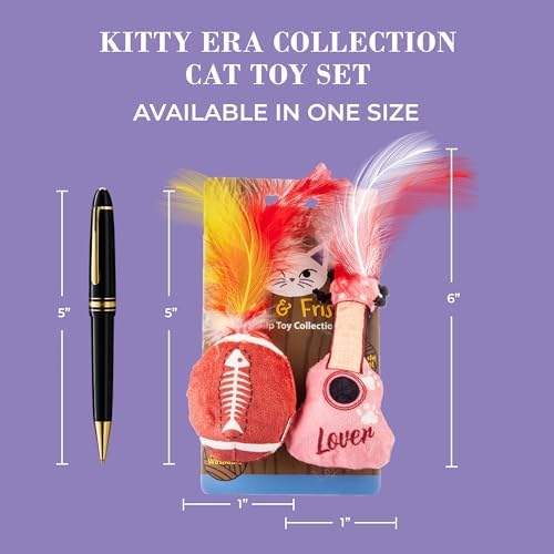 Haute Diggity Kitty Era Tour Guitar + Football Set, Soft Plush Cat Toys - Image 2