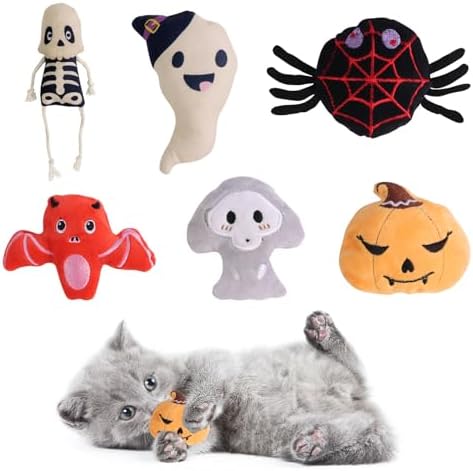 FOIMAS Halloween Catnip Toys,Pumpkin Ghost Catnip Toy Chew Bite Toy for Cat Interactive, Pack of 6 by FOIMAS