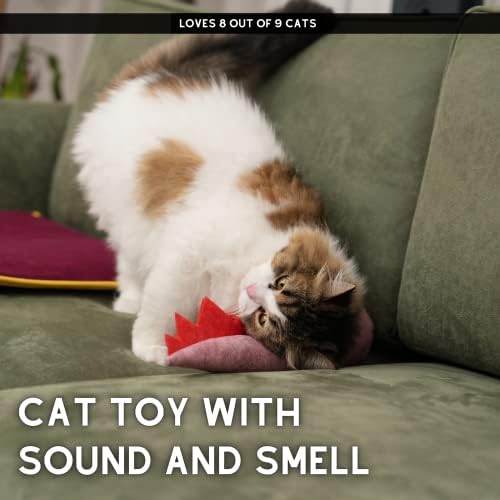 pawdaz Large Cat Toy Dino, Catnip Matatabi Silvervine Filled Help Relief Stress Interactive Indoor Cat Kicker with Bell and Smell(Pink) - Image 3