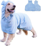 Pet Bathrobe for Dog Cat Absorbently Quick Drying Coat Cute Dogs Bath Towel Hooded Robe Adjustable Collar & Belly Strap for Pool Beach (Blue, X-Small) by Foryourbabyandpet