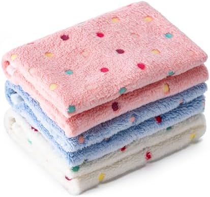 1 Pack 3 Blankets for Dog Puppy Cat (Large 41x31'', White, Pink, Blue) by CADONO