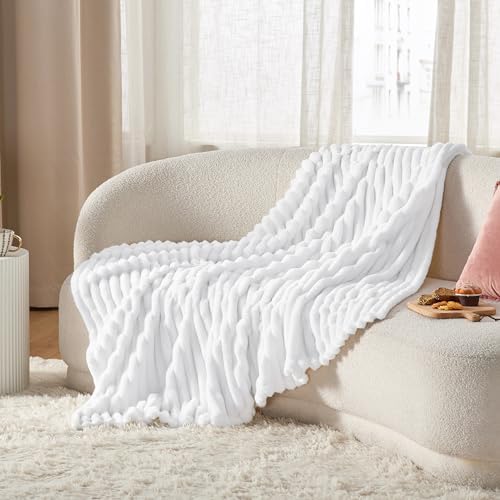 Bedsure Soft Throw Blanket for Couch Decor Gifts Bright White 50"x60" - Image 6