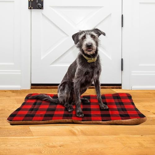 Large Pet Bed Mat - Black Red Plaid Washable Anti-Slip Bottom Fluffy Comfy Kennel Pad for Dogs and Cats, 18 x 24 Inches - Image 6