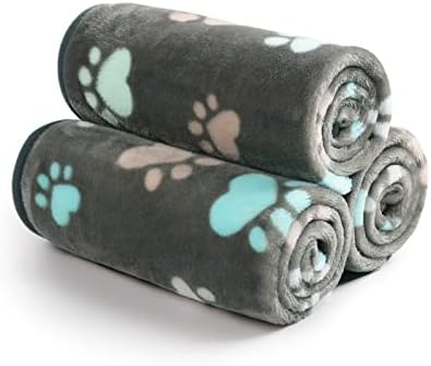 Luciphia 1 Pack 3 Blankets Fluffy Premium Fleece Pet Blanket Flannel Paw Printed Throw for Dog Cat(Large 41x31'', Grey) - Image 3