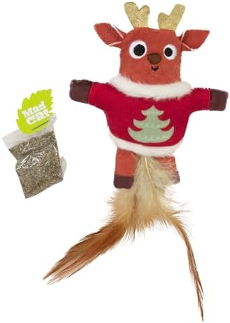 Mad Cat Ugly Sweater Stuffer Reindeer Catnip Refillable Soft Plush Cat Toy - Image 2