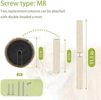 2 Pcs Cat Scratching Post Replacement for Indoor 15.7 x 3.1 Inches Cats Tree Replacement Parts Natural Sisal Cat Scratch Posts Refill Pole Part with M8 Screws Spare Cat Furniture Accessories - Image 2