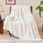 BEDELITE White Fleece Twin Blanket for Couch Dorm Room Decor, 60x80 Inch - Image 2