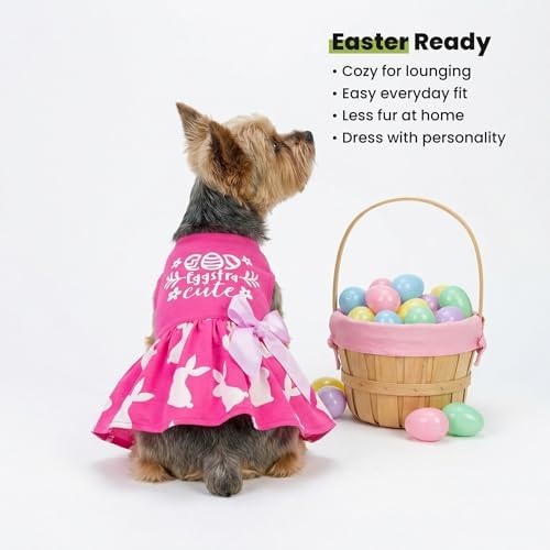 Fitwarm Eggstra Cute Easter Outfit, Bunny Dog Dress, Holiday Dog Clothes, Cat Clothing, Hot Pink, Large - Image 7