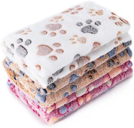 1 Pack 3 Blankets for Dog Puppy Cat (Large 41x31'', Brown, Pink, White) by CADONO