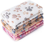 1 Pack 3 Blankets Super Soft Fluffy Premium Fleece Pet Blanket Flannel Paw Printed Throw for Dog Puppy Cat (Medium 30x20'', Brown, Pink, White) by CADONO