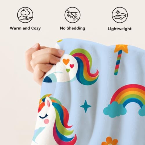 Rainbow Unicorn Throw Blanket Fantasy Magic Gifts for Kids 60''X80'' - Image 7