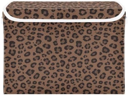 Bolaz Leopard Print Animal Pattern Storage Bins with Lids and Handles, Storage Box Basket with Cover Collapsible Organizer Containers for Home Closet, Shelves - Image 2