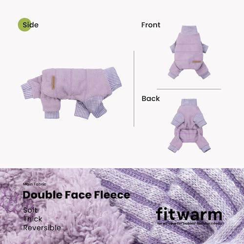 Fitwarm Spliced Dog Flecce Pajamas, Fuzzy Winter Clothes for Small Dogs Boy, Girl, Cozy Pet Coat, Purple, XXL - Image 5