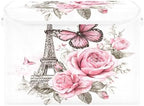 Bolaz Bow Flower Eiffel Tower Storage Bins with Lids and Handles, Foldable Storage Box Storage Basket with Cover Collapsible Organizer Containers for Home Closet, Shelves - Image 2