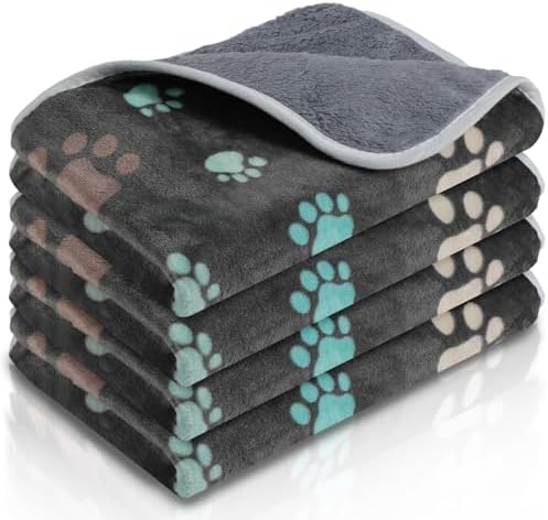 Reginary 4 Pcs Guinea Pig Fleece Cage Liners, Cute Paw, 24 x 16 Inch by Reginary