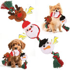 EXPAWLORER Christmas Dog Squeaky Toy - Interactive Doggie Rope Toy with Squeaker, Tug of War Pull Rope Teeth Cleaning, Tough Cotton Chew Toys for Small Medium Dogs Puppies Deer+Santa Claus+Snowman by EXPAWLORER