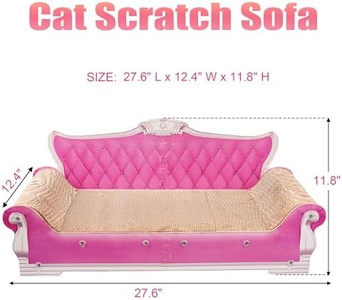 COOZMENT Scratching Sofa, Couch Shaped Thick Scratching Cardboard, Lounge Bed for Indoor Rest&Play, Sofa Scratcher Pad (Pink, 27.6" L X 12.4" W X 11.8" H) - Image 2
