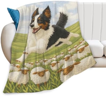 Border Collie Blanket for Girls Women Adults Kids Soft Cozy Fleece Collites Pet Print Throw Blankets Dog Lovers Gifts Warm Flannel Plush Lightweight Decor for Couch Bed Sofa 80"X60" - Image 2
