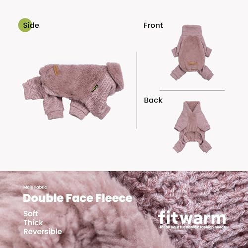 Fitwarm Collared Neck Fleece Dog Pajamas, Thermal Winter Clothes for Small Dogs Girl, Cozy Pet Outfit, Pale Violet Red, Large - Image 5