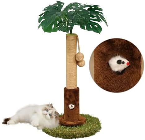 Woochpet 25" Kitten Scratching Post,sisal cat Scratcher Tree with Leaves by WOOCHPET