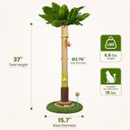 37'' Tall Cat Scratching Post, Sturdy Cat Tree Tower with Plush Perch, Hanging Toy & Interactive Wooden Ball, Durable Sisal Scratcher for Indoor Cats and Kittens - Image 5