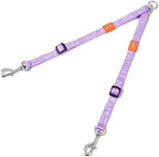 HOWGO Double Dog Leash,Tangle-Free 360 Swivel(Lavender, Pro M-L Splitter) | Individually Adjustable Length, Coupler Leads 2 Dogs,Aviation Aluminum Hooks,Durable Nylon,No-Tangle Walking,All Breeds