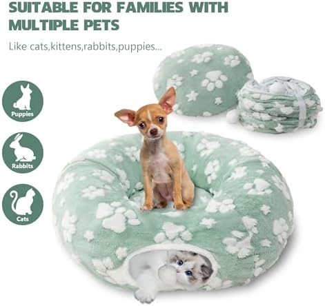 Cute Round Cat Tunnel for Indoor Cats, Green - Image 4