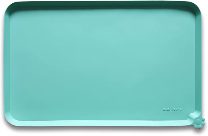 Hoki Found Large Silicone Non Slip Pet Food Mats - Tray for Dogs and Cats - Waterproof Feeding Mats - Cool Mint