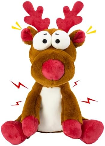 Christmas Squeaky Dog Toys, Stuffed Toys with Crinkle Paper, Interactive Toys to Keep Them Busy, Durable Plush Reindeer for Small, Medium and Large Dogs. by Chongqile
