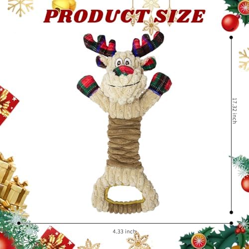 Christmas Dog Toys, Squeaky Plush Elk Dog Toy - Image 3