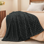 BEDELITE Checked Charcoal Grey Fleece King Size Blanket for Bed, 108"x90" - Image 7
