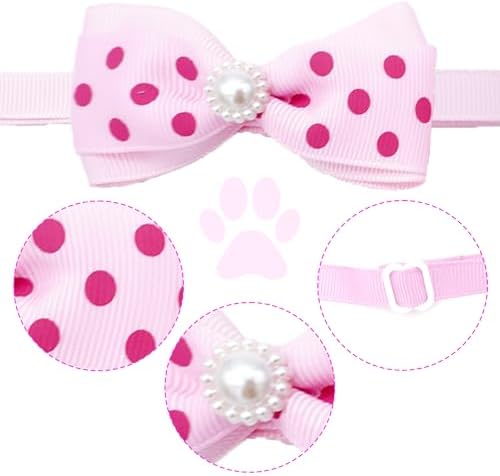 PET SHOW Cute Bow Ties Collar for Small Dogs Puppy Cats Adjustable Bowties Neckties Pet Grooming Accessories Assorted Randomly Pack of 50 (Girl Bow Ties) - Image 4