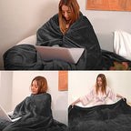 Dark Grey Fleece Plush Throw Blanket 60"x80"for Couch Fuzzy Cozy Flannel - Image 2