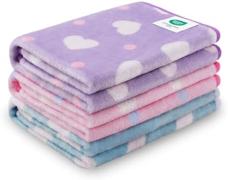 1 Pack 3 Blankets Super Soft Cute Dot Pattern Pet Blanket Flannel Throw for Dog Puppy Cat Purple/Pink/Cyan Small by luciphia