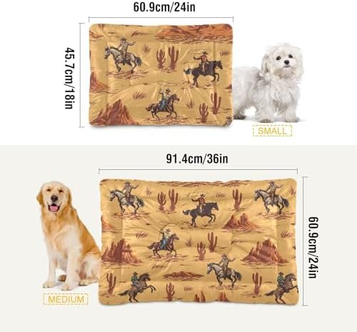 Dog Bed Mat Western Cowboy American Washable Anti-Slip Bottom Comfy Kennel Pad Cat Crate Pet Pad 18 x 24 Inches - Image 2