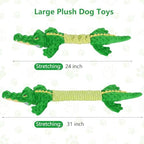 Letsmeet Large Squeaky Alligator Dog Toys, Interactive Puppy Toys with Crinkle Paper, Pull Tug of War Dog Toy, Plush Dog Chew Toys for Small, Medium, Large Breed - Image 3