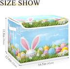 Bolaz Easter Bunny Ear Egg Storage Bins with Lids and Handles, Storage Box Basket with Cover Collapsible Organizer Containers for Home Closet, Shelves - Image 3