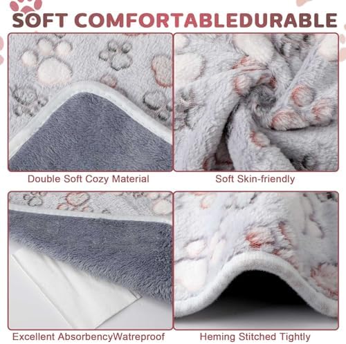 Reginary 4 Pcs Guinea Pig Fleece Cage Liners, Adorable Paw, 12 x 12 Inch - Image 3