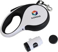 ILOMAX 360° Tangle-Free Retractable Dog Leash Built-in Waste Bag Dispenser Under Handle 2 Rolls Poop Bags Included Heavy Duty Tape Leash for Dogs up to 50kg Carry Pouch Included (White, XL)