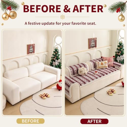Christmas Couch Cover, Christmas Plush Sofa Cover for Dog Pet 1PC - Image 5