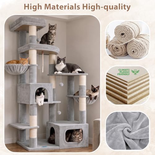 Gitelsnour 74.8'' Cat Tree Tower for Indoor Cats Large, Wide Base, GCT806W - Image 6