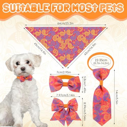 Reginary 120 Pcs Paisley Dog Bandanas Bulk Dog Bows Set Bow Ties Cat Scarf Colorful Washable Triangle Pet Kerchief Cute Bib for Summer Small Medium Large Pets Grooming Accessories Costume - Image 2