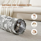 Straight Cat Tunnel for Indoor Cats 47"x12", Grey Paw - Image 3