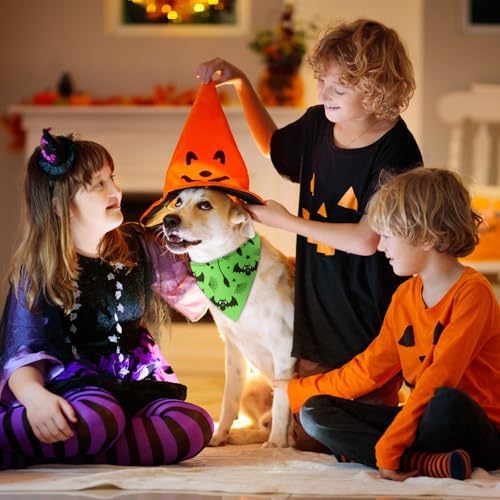 Preboun 50 Pcs Halloween Dog Bandanas Bulk, Pumpkin Ghost Bat Spider Web - Image 6