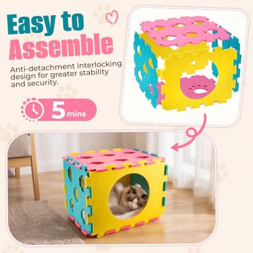 AsFrost Interactive Cat Toy for Indoor Cat, kitten Toys Cube Play House Bed - Image 5